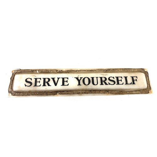 99 - Vintage ' Serve yourself ' Advertising sign measures approx 13 inches long