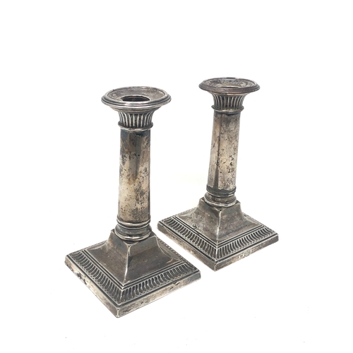 28 - pair of antique silver candlestick sheffield silver hallmarks height 150cm