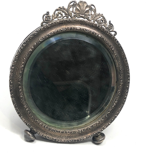 41 - Antique silver dressing table mirror measures approx 22.5cm by 19cm wide Birmingham silver hallmarks... 