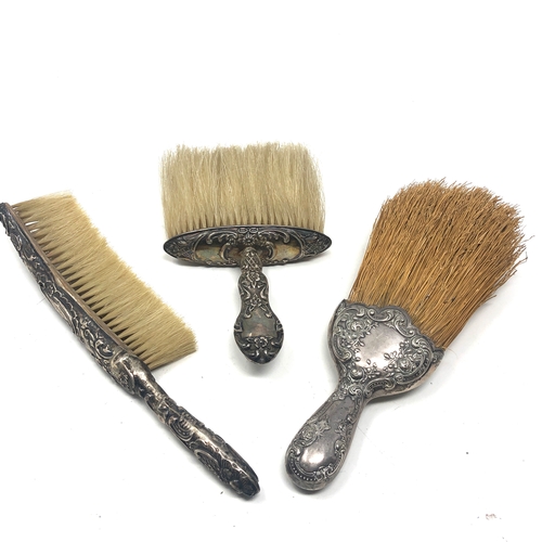 44 - 3 antique silver crumb brushes