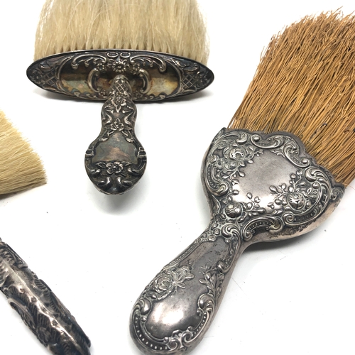 44 - 3 antique silver crumb brushes