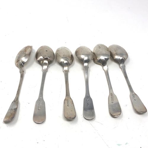 49 - 6 Georgian scottish silver tea spoons wear and damage