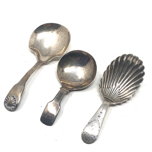 35 - 3 Antique silver tea caddy spoons