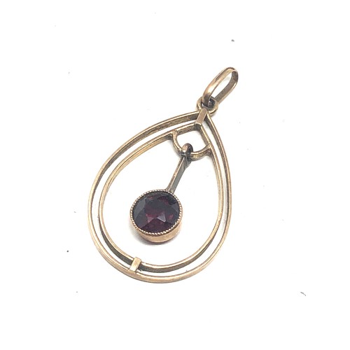 180 - 9ct gold victorian garnet framed drop pendant (1.4g)