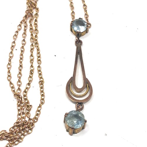 167 - 9ct gold antique aqua drop necklace (1.9g)