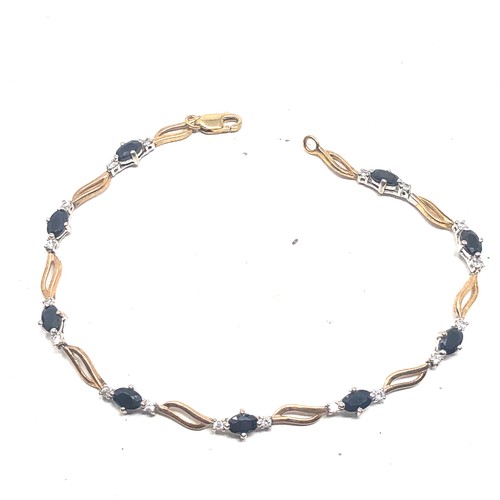 162 - 9ct gold sapphire & diamond infnity link bracelet (4.4g)