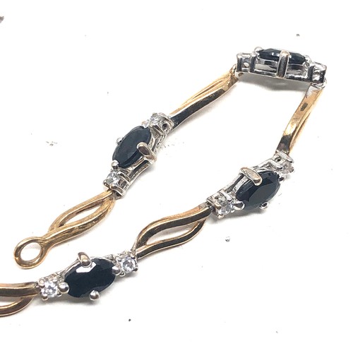 162 - 9ct gold sapphire & diamond infnity link bracelet (4.4g)