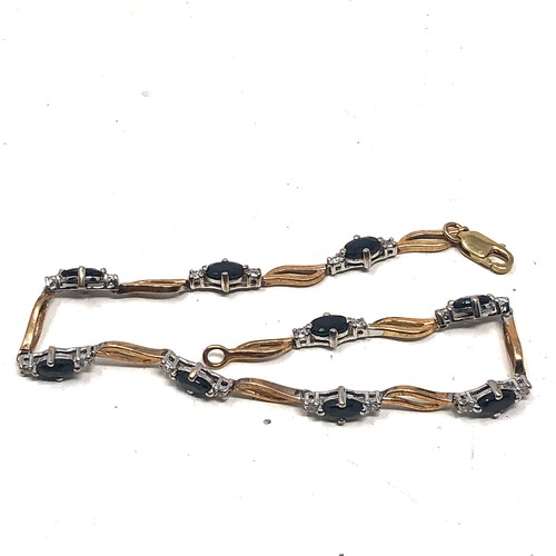 162 - 9ct gold sapphire & diamond infnity link bracelet (4.4g)