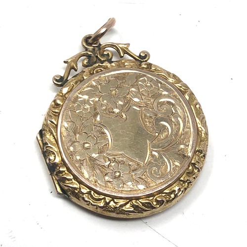 175 - 9ct gold antique foliate etched locket (3.9g)