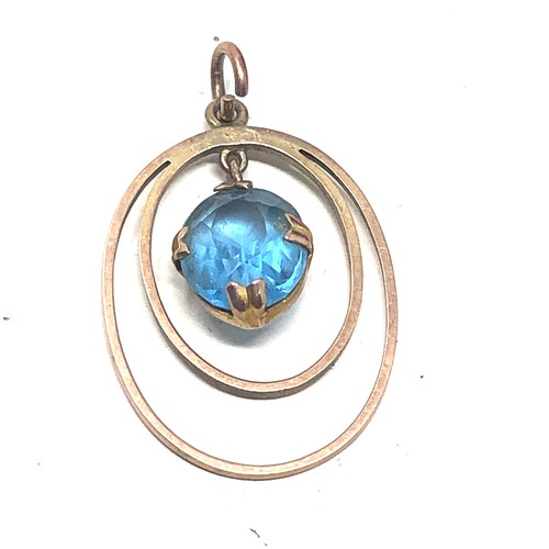 168 - 9ct gold antique blue paste lavalier pendant (1.7g)