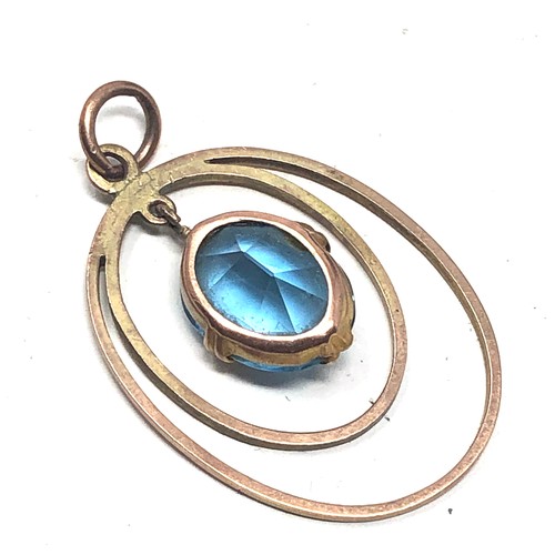 168 - 9ct gold antique blue paste lavalier pendant (1.7g)