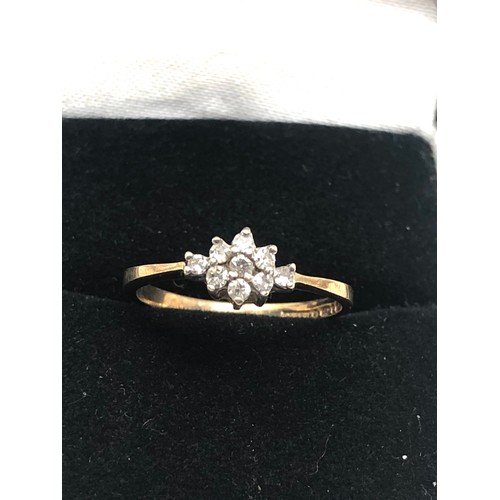 155 - 9ct gold diamond cluster ring (1.1g)