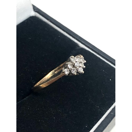 155 - 9ct gold diamond cluster ring (1.1g)