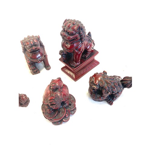 89 - Selection of resin Chinese figures include Foo dragons, Dragon turtle etc