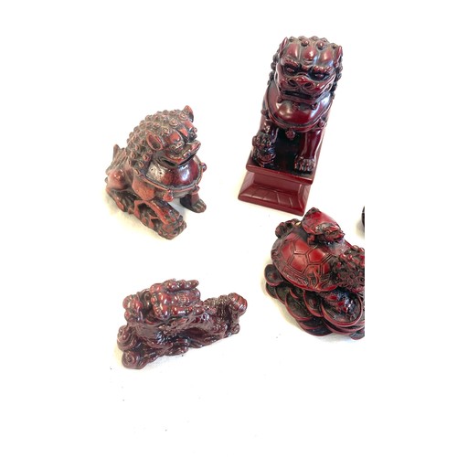 89 - Selection of resin Chinese figures include Foo dragons, Dragon turtle etc