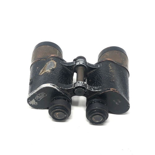 416 - ww2 german carl zeiss jena binoculars marked with eagle & swastika