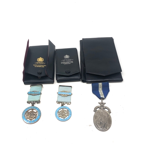 419 - 3 cased silver hallmarked masonic jewels