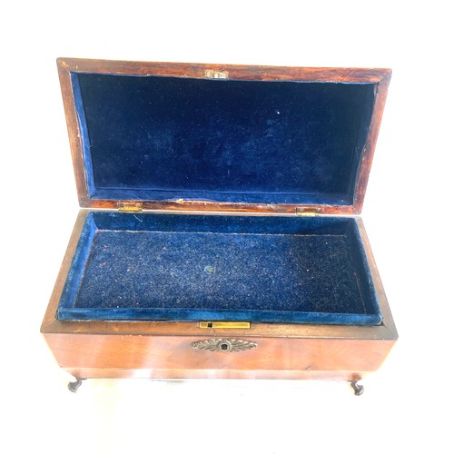 634 - Antique victorian mahogany cross banded tea caddy, later made into a jewellery box