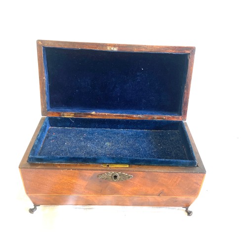 634 - Antique victorian mahogany cross banded tea caddy, later made into a jewellery box