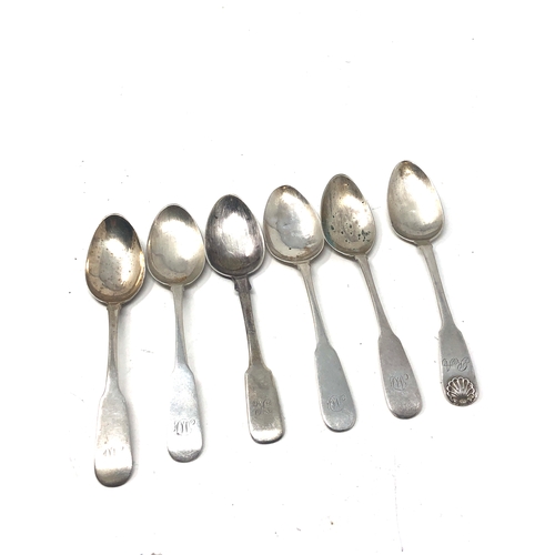 50 - 6 georgian scottish silver tea spoons worn condition