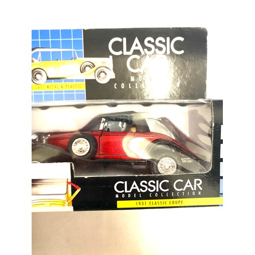 70 - Selection of boxed Classic cars includes 1931 open grand tourer, 1930s Convertible etc