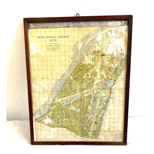 84 - Framed Royal Botanic gardens Kew key plan measures approx 16 inches tall 12 inches wide