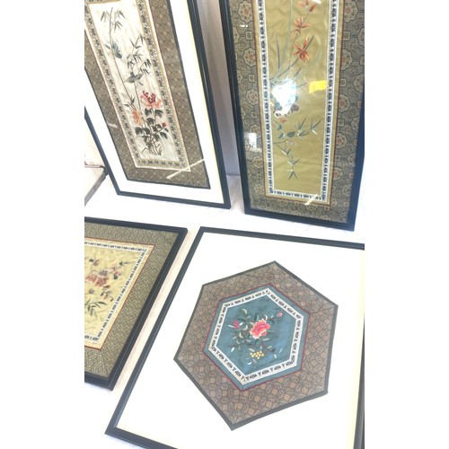 85 - Selection of framed embroidery largest measures 21 inches tall 12 inches wide