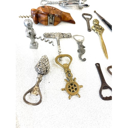 58 - Selection of vintage and later Novelty cork screws/ bottle openers etc