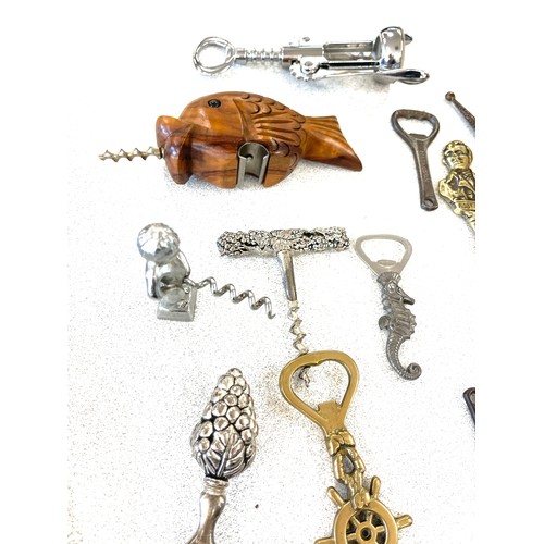 58 - Selection of vintage and later Novelty cork screws/ bottle openers etc