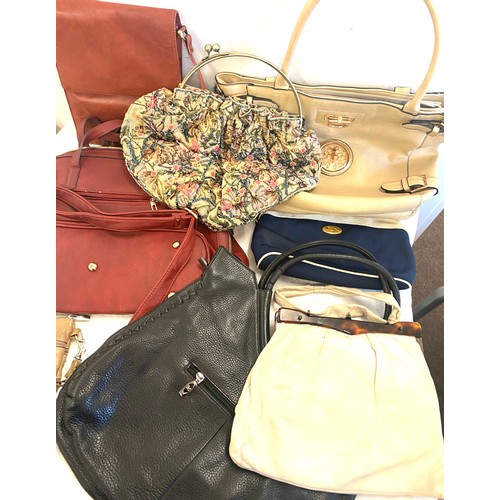 213 - Selection of assorted ladies handbags, cross body bags etc