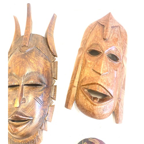 72 - Selection 6 vintage wooden African masks, various sizes, largest measures:  16.5 inches in length