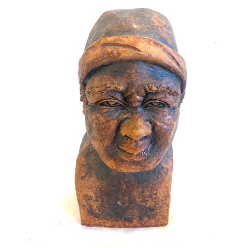 71 - Antique small terracotta female bust, approximate measurements: 8 inches