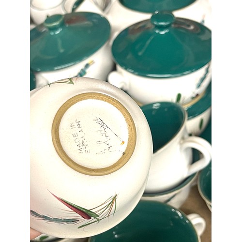 392 - Large selection of Denby Ware green wheat pottery to include part dinner and tea services approximat... 