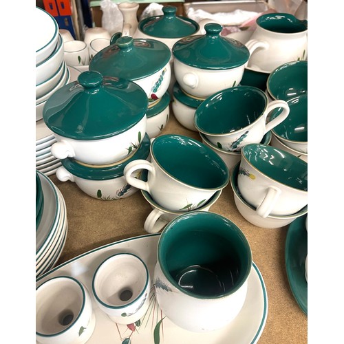 392 - Large selection of Denby Ware green wheat pottery to include part dinner and tea services approximat... 