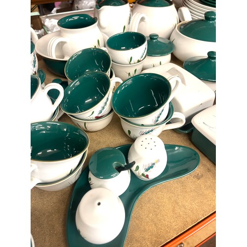 392 - Large selection of Denby Ware green wheat pottery to include part dinner and tea services approximat... 