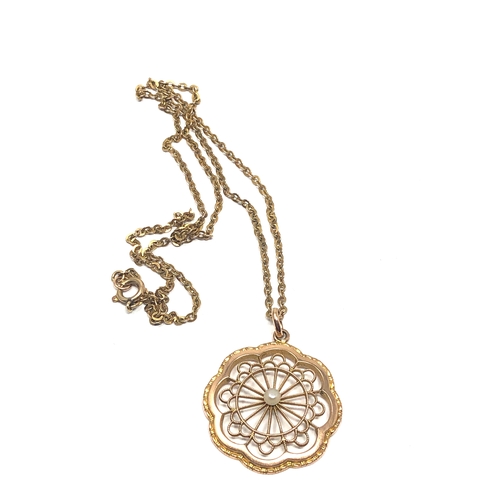 71 - Antique 9ct gold murrle bennett pendant necklace pendant measures approx 3.1cm drop by 2.5 m