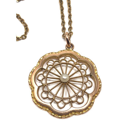 71 - Antique 9ct gold murrle bennett pendant necklace pendant measures approx 3.1cm drop by 2.5 m