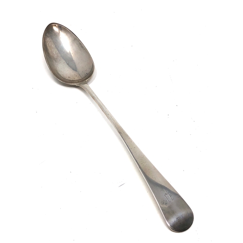 14 - Antique georgian silver basting spoon measures approx 30cm long London silver hallmarks