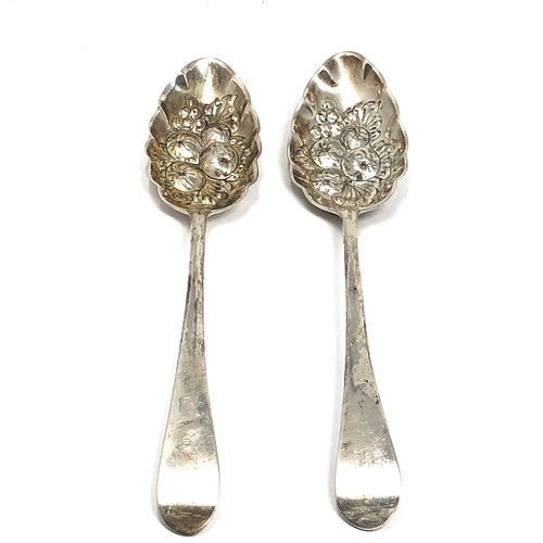 16 - Pair of antique georgian silver berry spoons London silver hallmarks weight 123g each measure approx... 