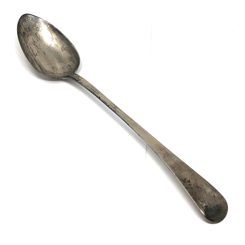 18 - Antique georgian silver basting spoon measures approx 30cm long London silver hallmarks