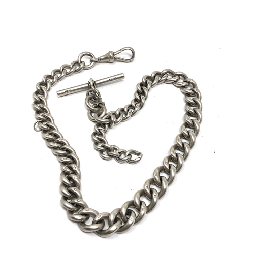 31 - Chunky antique silver albert pocket watch chain weight approx 70g