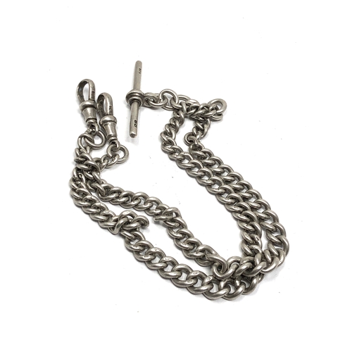 35 - Antique silver double albert pocket watch chain weight approx 42g