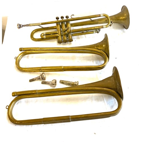 280 - Vintage Regent Brisen & Hawkes trumpet, 2 Bugels, silver mouth pieces