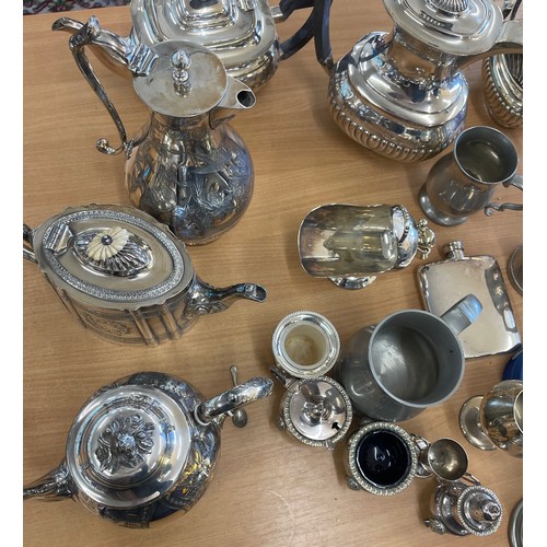 250 - Large selection of silver plated items to include tea services, silver plated Derbyshire masonic gol... 