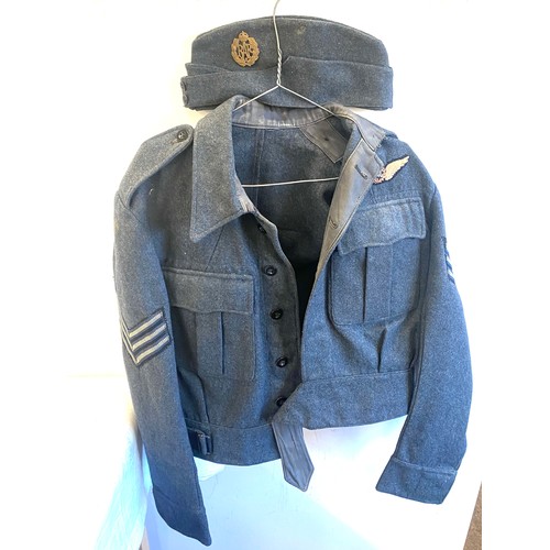 397 - RAF WW2 1943 Suits Aircrew Battledress Blouse Tunic, war example tailored with Flight Sergeant chevr... 