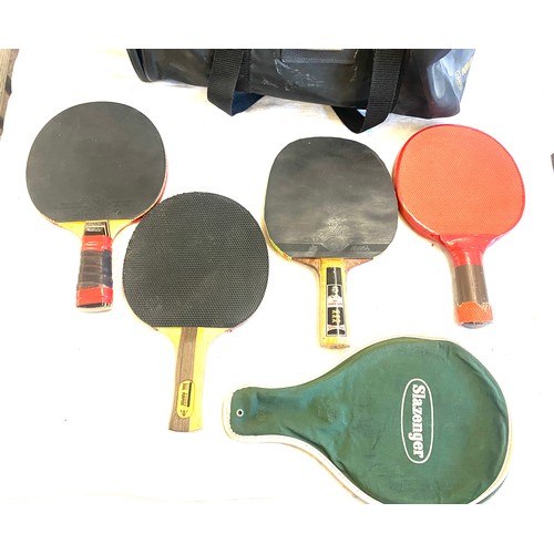 246 - Selection vintage and later ping pong  / table tennis bats to include Slazenger, Dunlop etc