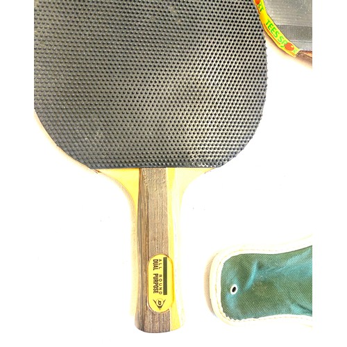 246 - Selection vintage and later ping pong  / table tennis bats to include Slazenger, Dunlop etc