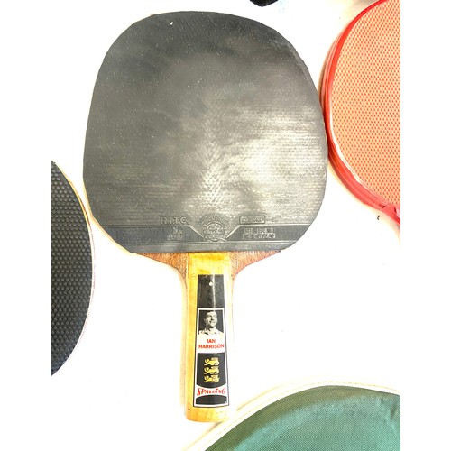 246 - Selection vintage and later ping pong  / table tennis bats to include Slazenger, Dunlop etc