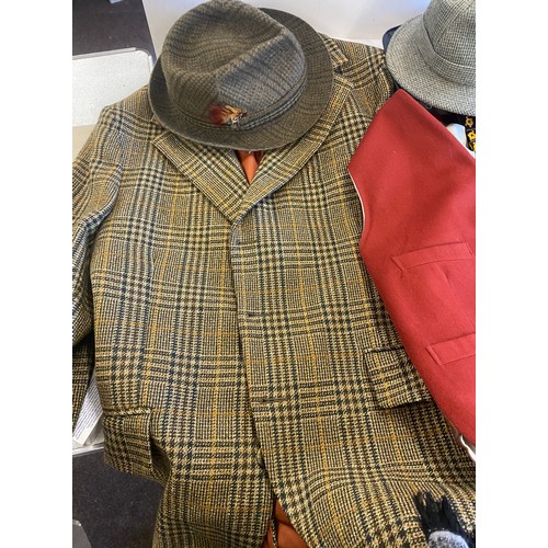 259 - M Richardson of Newark Genuine Irish tweed gents jacket, waistcoat, selection of ties, Hanover and c... 