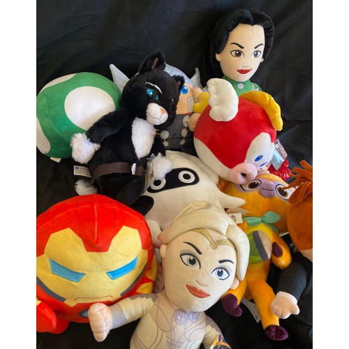 278 - Selection of character teddies all new with tags, to include Avengers, Mario etc